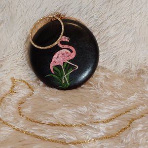 Flamingo black leather purse